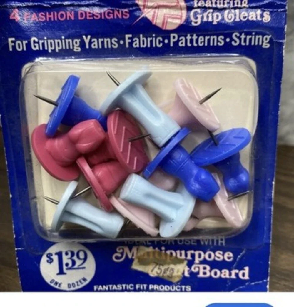 VTG 70s Push Pins - Fashion Design Multi Purpose Super Grip/tags Push Pin Yarn